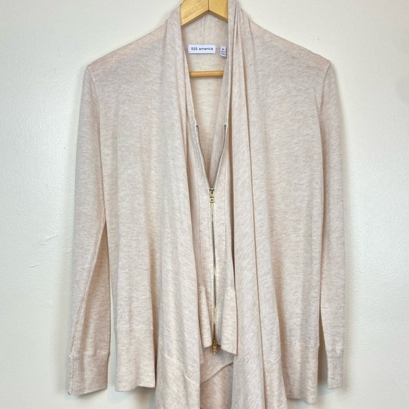 525 AMERICA ZIP FRONT DRAPEY CARDIGAN CASHMERE BLEND QUIET LUXURY - Picture 4 of 10